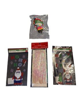 Christmas Squishy Toy Gel Clings & Tree Tinsel Set - Holiday Fun Pack For Kids